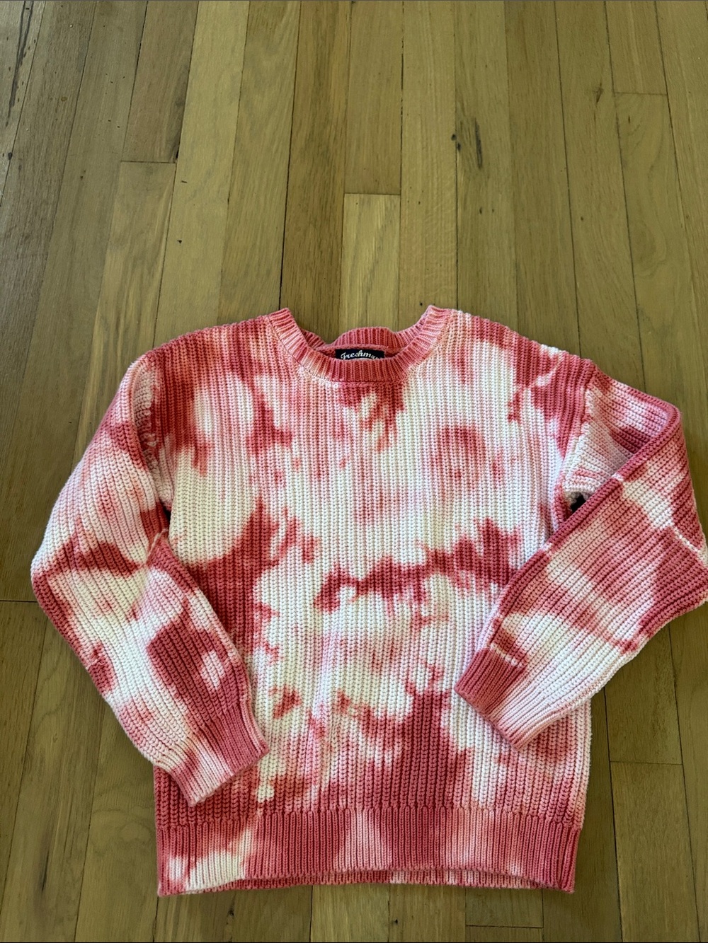 Freshman Pink & White Tie-Dye Crewneck Sweater